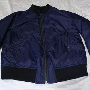 Chic Navy Blue Bomber Jacket - Large